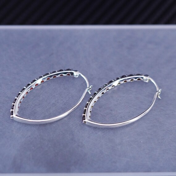 1.5”, vintage sterling silver 925 oval hoops hand… - image 4