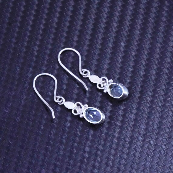 Vintage sterling silver 925 earrings with blue cr… - image 4