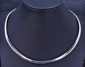 16” 6mm, vintage Italian sterling silver 925 bold omega chain necklace, stamped 925 Italy