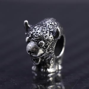Vintage 925 Sterling Silver buffalo cow bead charm, stamped Ster
