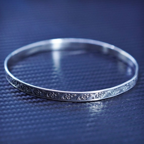 8.25”, Vintage Southwestern Sterling Silver 925 Textured Bangle