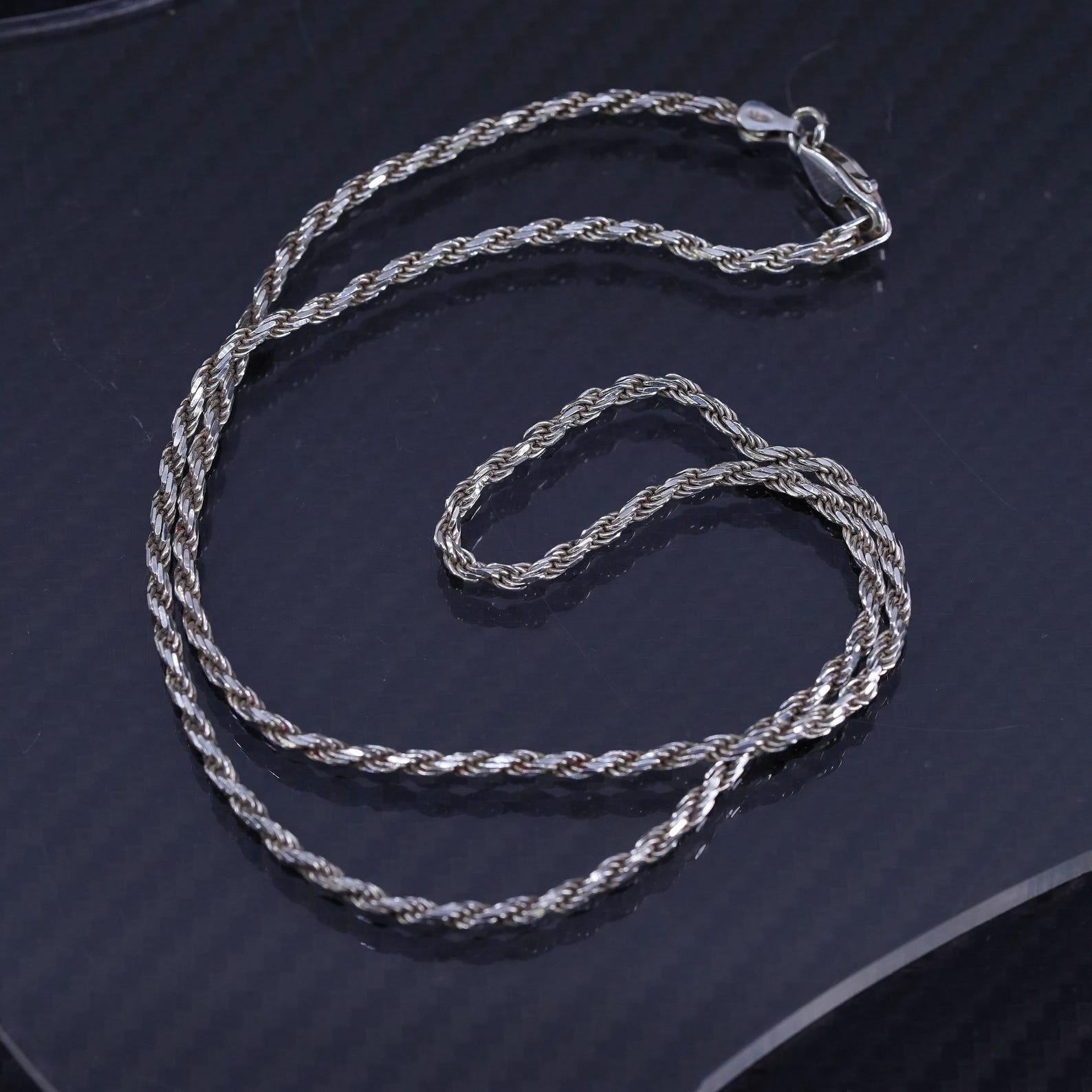 18 3mm, Vintage Italian Sterling Silver 925 Rope Chain Necklace ...
