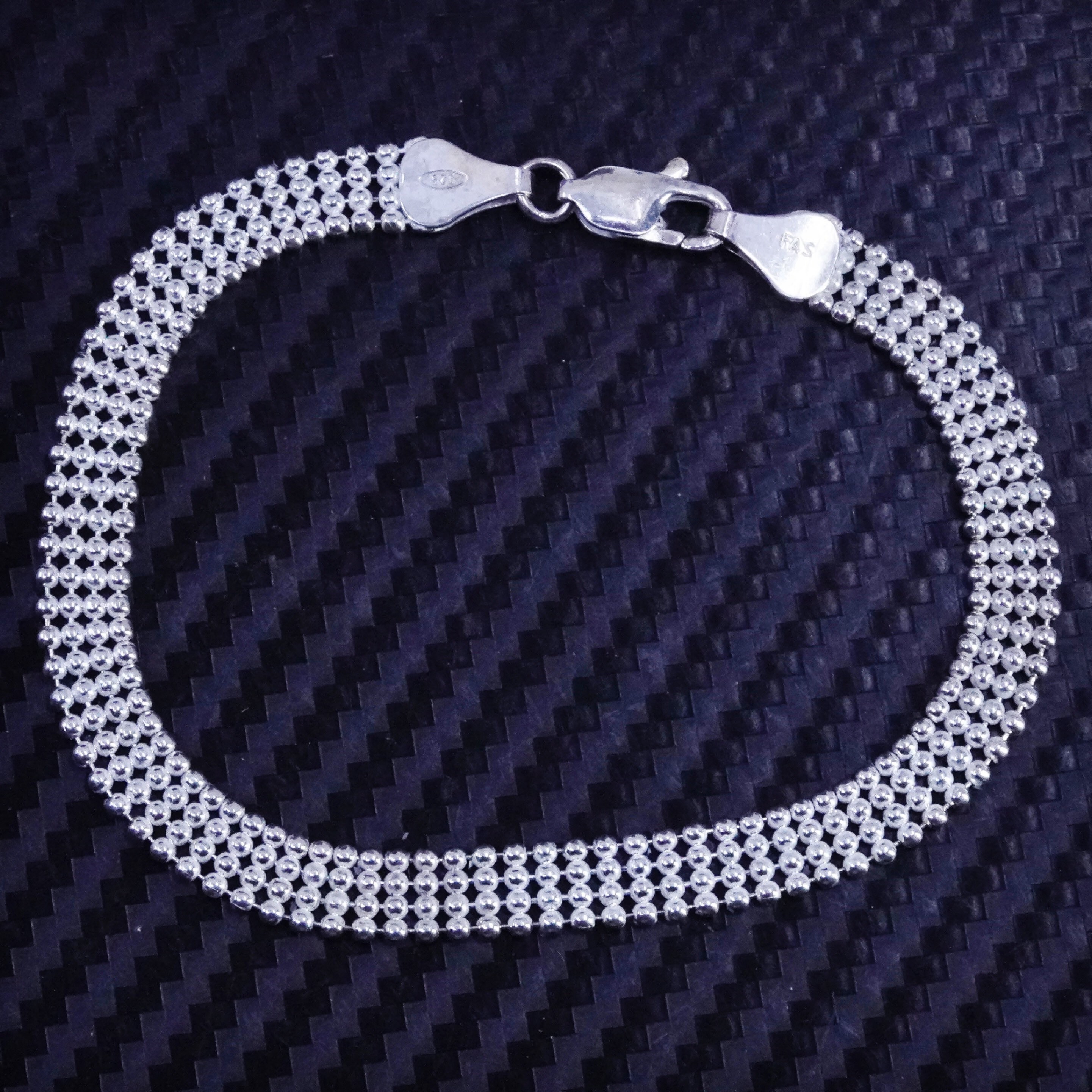 7” 6mm, Vintage Italian Sterling Silver 925 Handmade Beaded 7” 6mm, Vintage Italian Sterling Silver 925 Handmade Beaded
