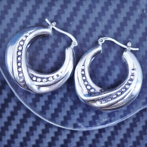 1”, vintage sterling silver 925 twisted hoops earrings, stamped 925