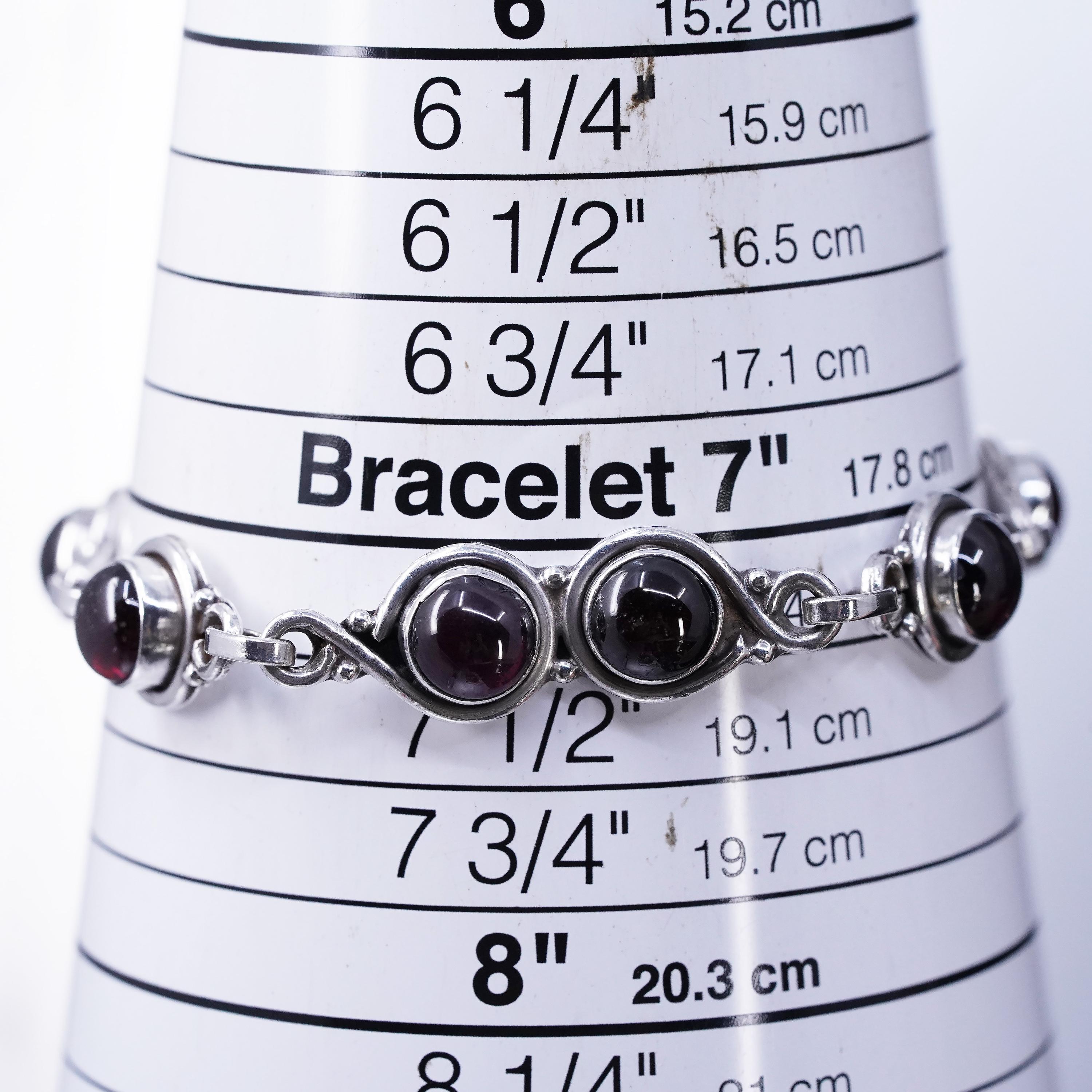 7.5”, Vintage Mexican Sterling Silver 925 Handmade Bracelet With