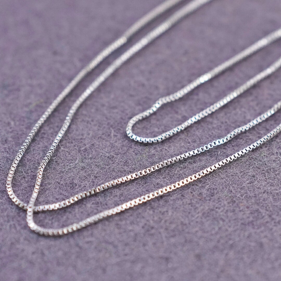 20”, Vintage Italian Sterling Silver 925 Box Chain Necklace