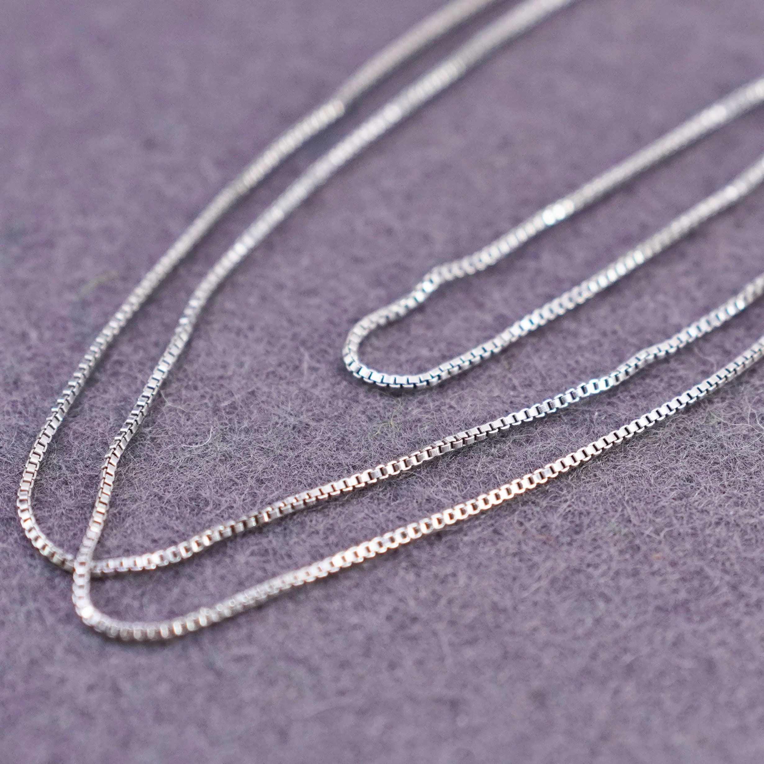 20”, Vintage Italian Sterling Silver 925 Box Chain Necklace