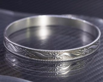 アクセサリー Vintage Silver&Gold Combi Bangle 750 925 Victorian 19thc 800 Coin Silver Bright Cut Matte Hinged Stacking
