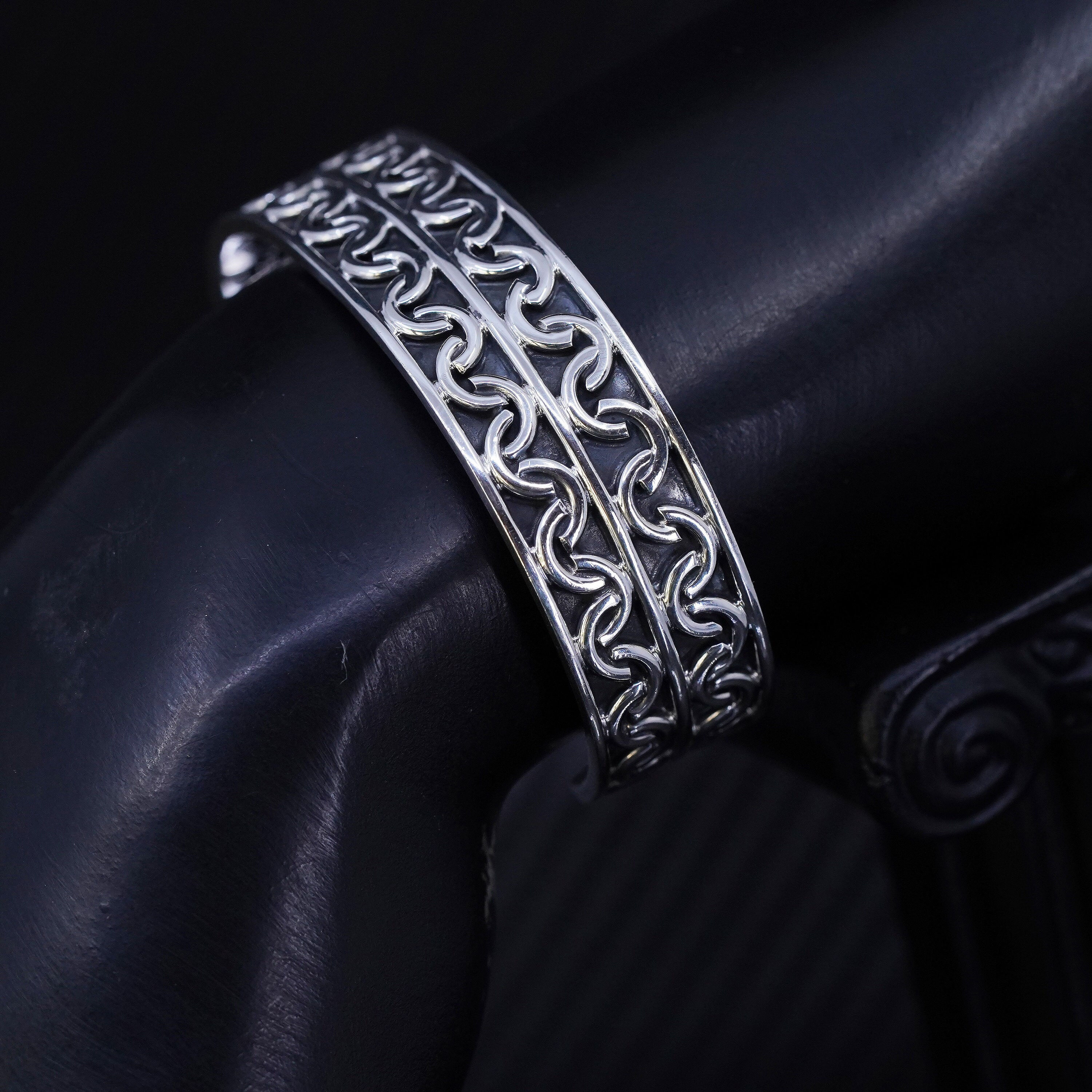 vintage Mexico silver バングル Vintage 925 Mexico Sterling Silver Unique Design Patterned