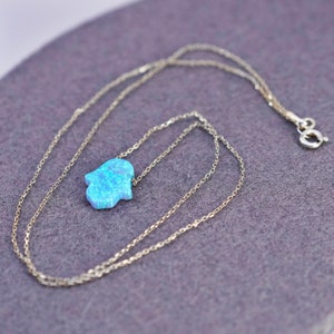 16&quot; 1mm, Vintage Vermeil Gelbgold über Sterling Silber 925 Kette Halskette mit Opal Hand Anhänger, gestempelt 925