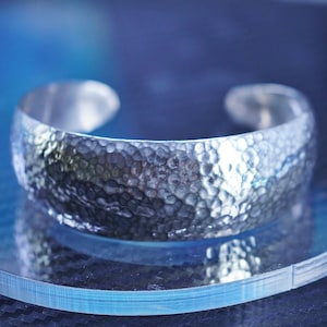 6.5”, vintage Mexican sterling silver 925 handmade hammered cuff, bracelet, stamped 925 Mexico