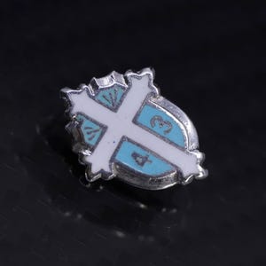 Vintage sterling silver 925 handmade brooch with enamel cross, stamped Sterling