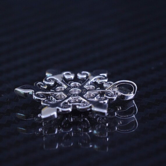 Vintage sterling silver 925 snowflake pendant wit… - image 5
