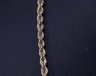 18” 2 mm, vintage STG vermeil guld över sterlingsilver 925 repkedja halsband, stämplat 925 STG