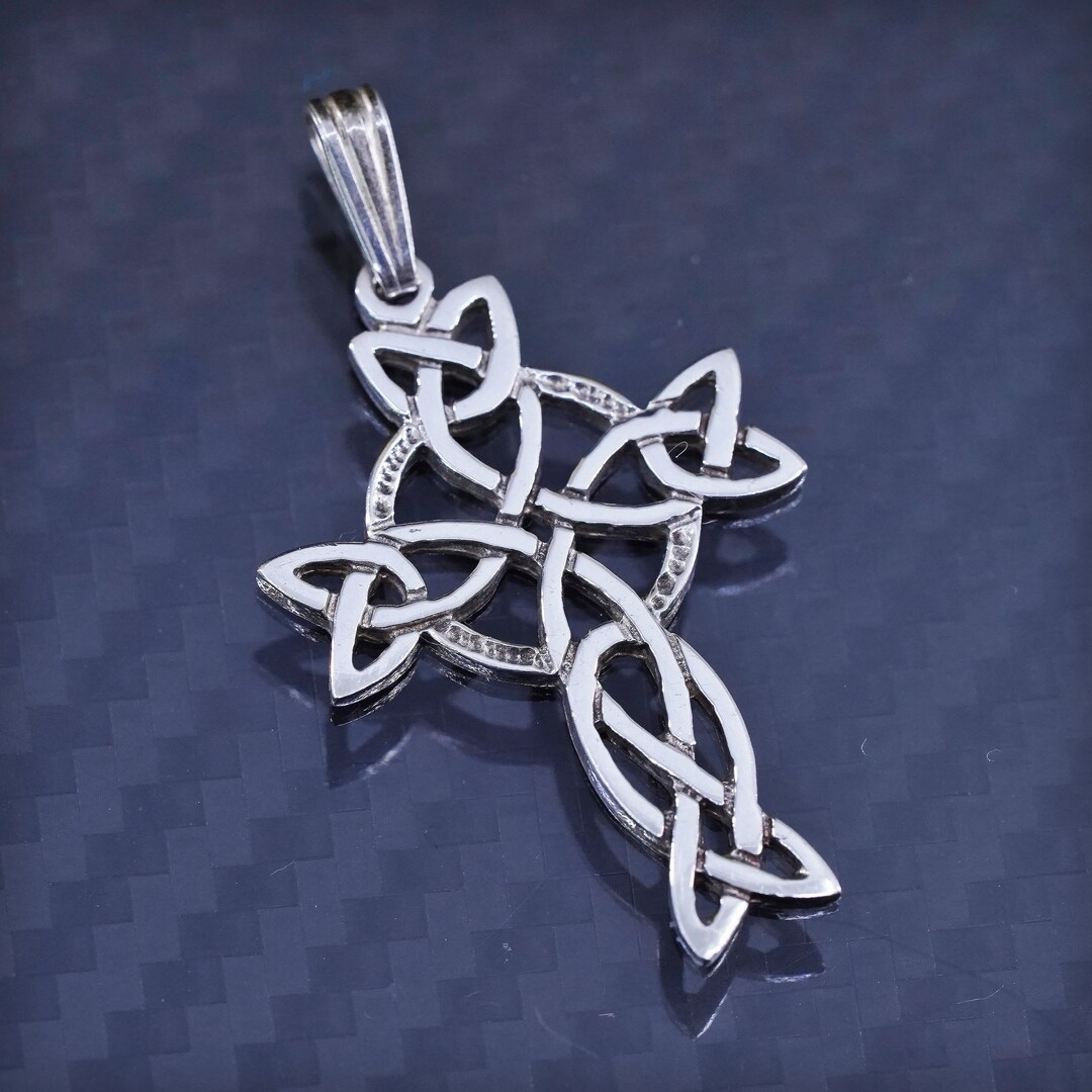 Vintage Sterling Silver 925 Handmade Irish Celtic Knot Cross Pendant ...