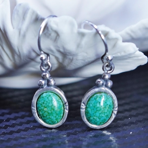 Vintage carolyn pollack Relios sterling silver 925 oval earrings with turquoise, stamped Ster R
