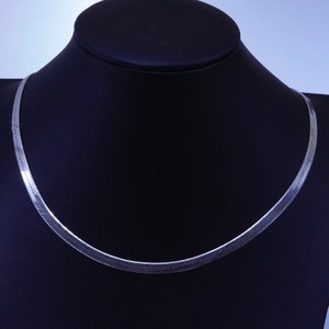 24” 5mm, vintage sterling silver 925 herringbone chain necklace, stamped 925 Italy