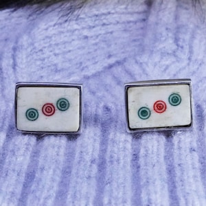 Vintage Amy Sterling Silver 925 mahjongg rectangular Cufflinks cuff links, stamped Amy