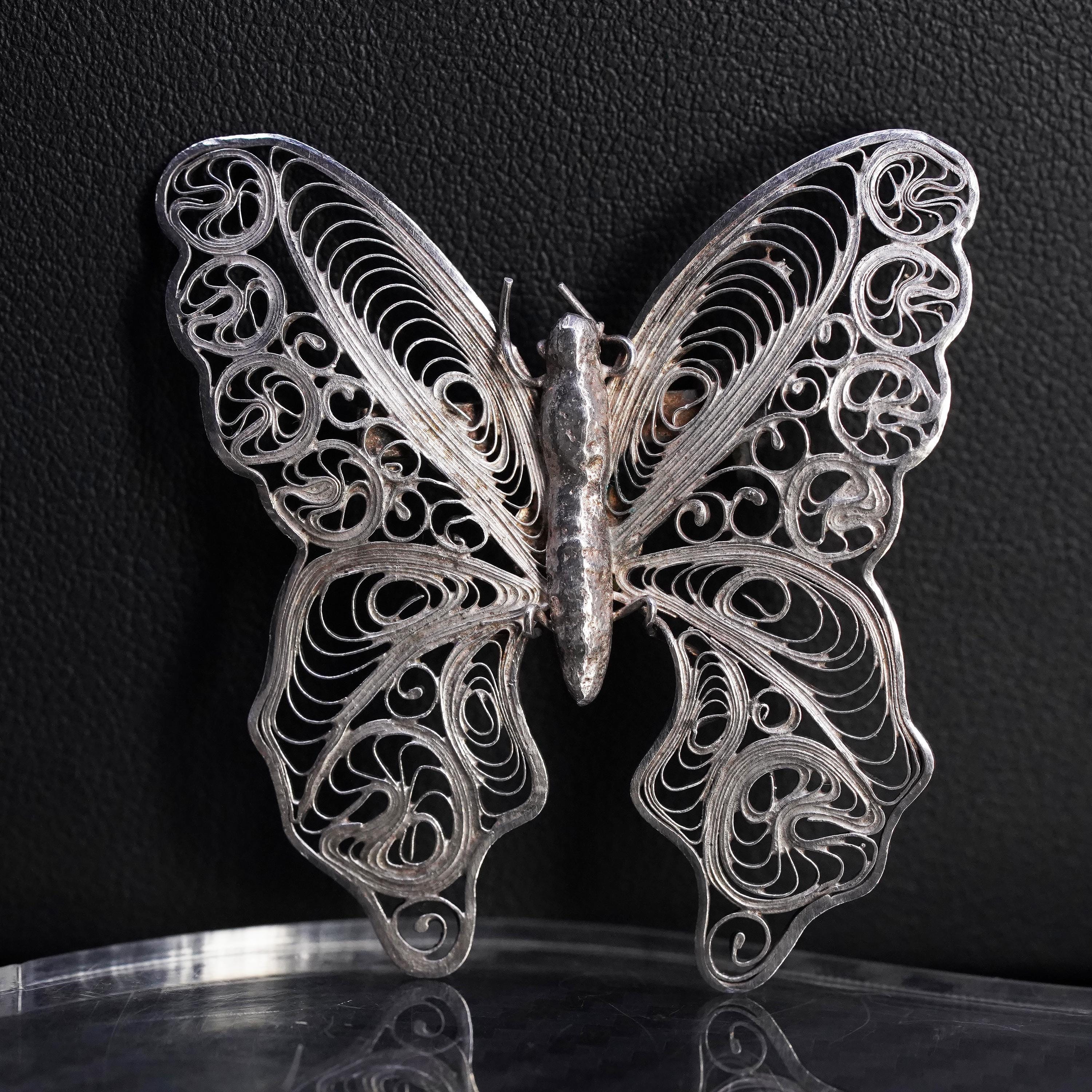 Vintage Choen Sterling Silver 925 Handmade Filigree Butterfly