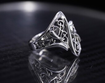 Size 6, Vintage Sterling Silver Handmade Ring, 925 Filigree Wavy