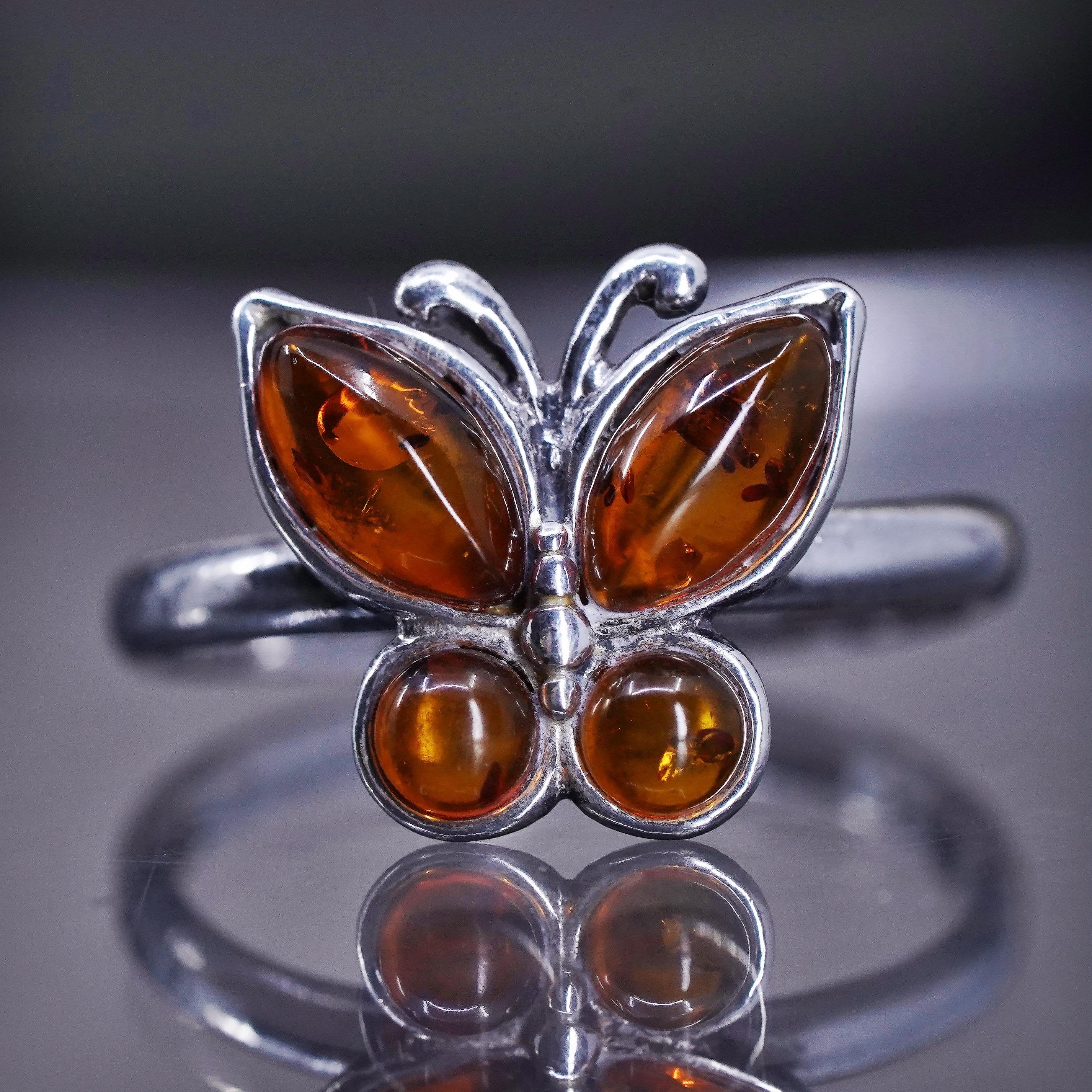 Size 10.5, Vintage Sterling Silver 925 Handmade Butterfly Ring