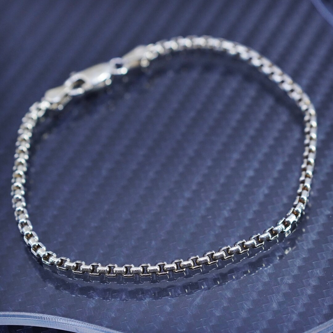 7 2mm, Vintage Italian Vermeil Gold Over Sterling Silver 925 Box Chain ...