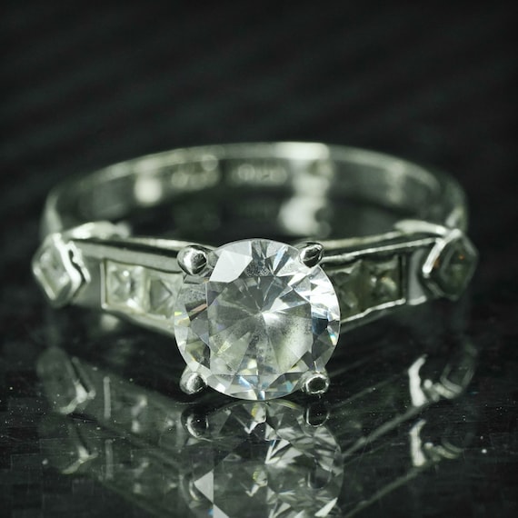 Size Vintage Sterling Silver 925 Engagement Ring With Cz