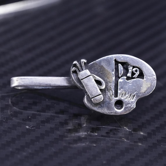 Vintage Pioneer silver tone tie clip, 19 holes flag golf clip, stamped Pioneer