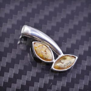 Vintage modern sterling silver 925 handmade amber pendant, stamped 925