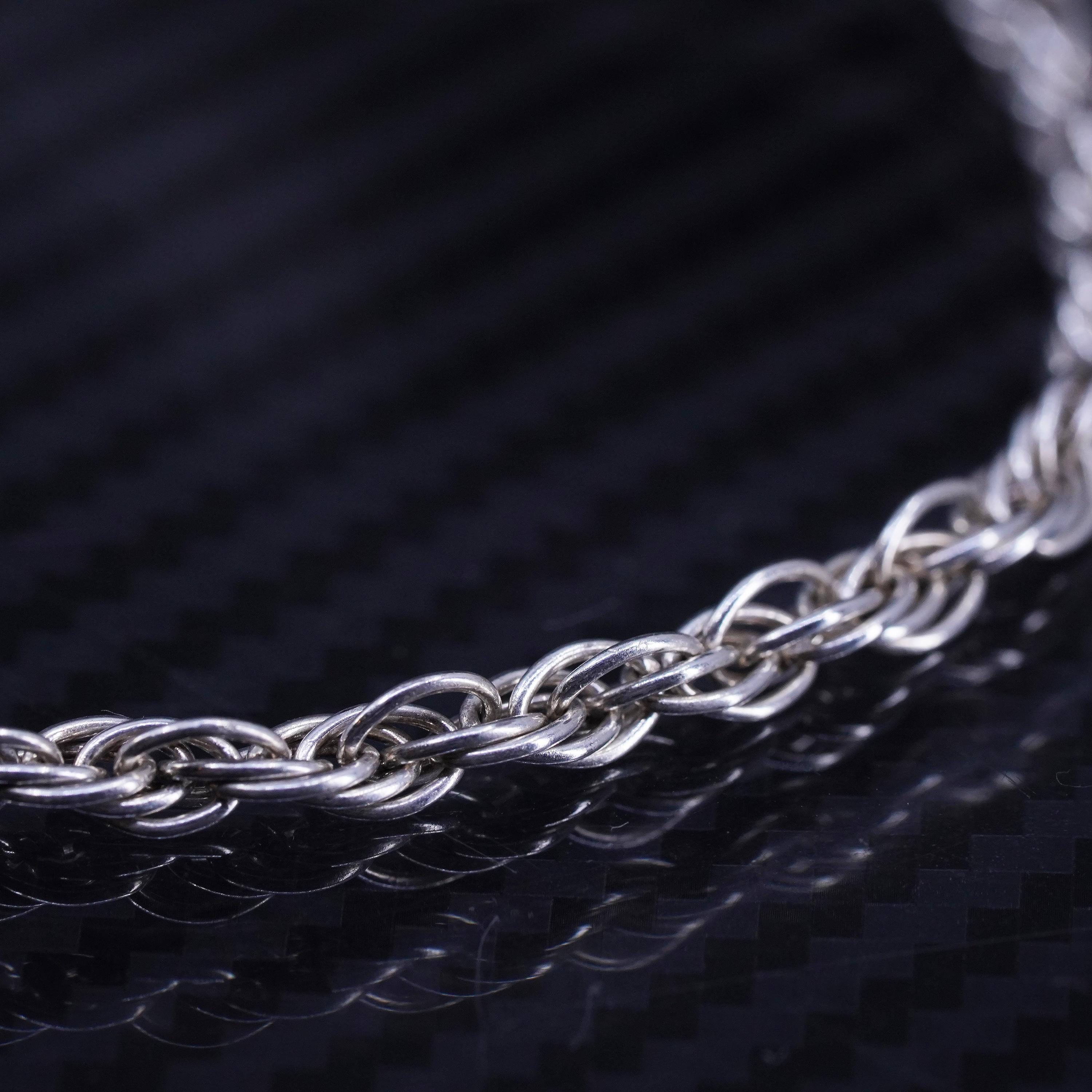 7.5” 3mm, Vintage Italian Sterling Silver 925 Handmade Rope Chain