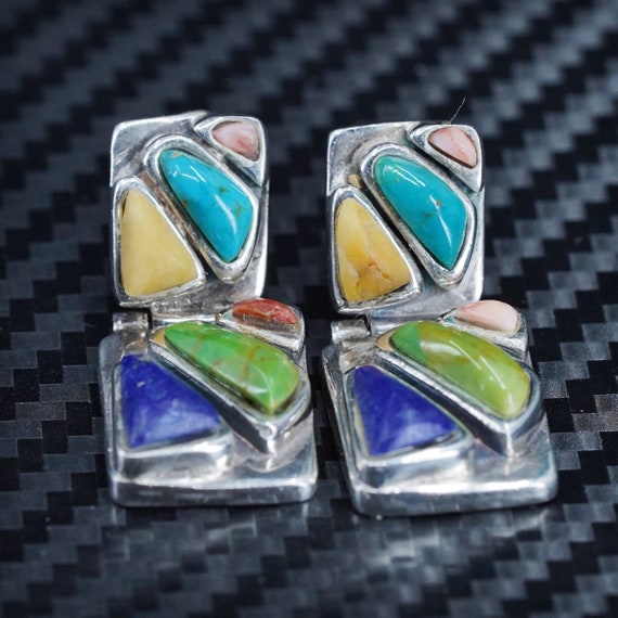 Mexican sterling silver 925 handmade earrings wit… - image 1