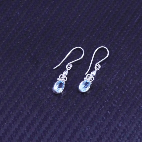 Vintage sterling silver 925 earrings with blue cr… - image 3