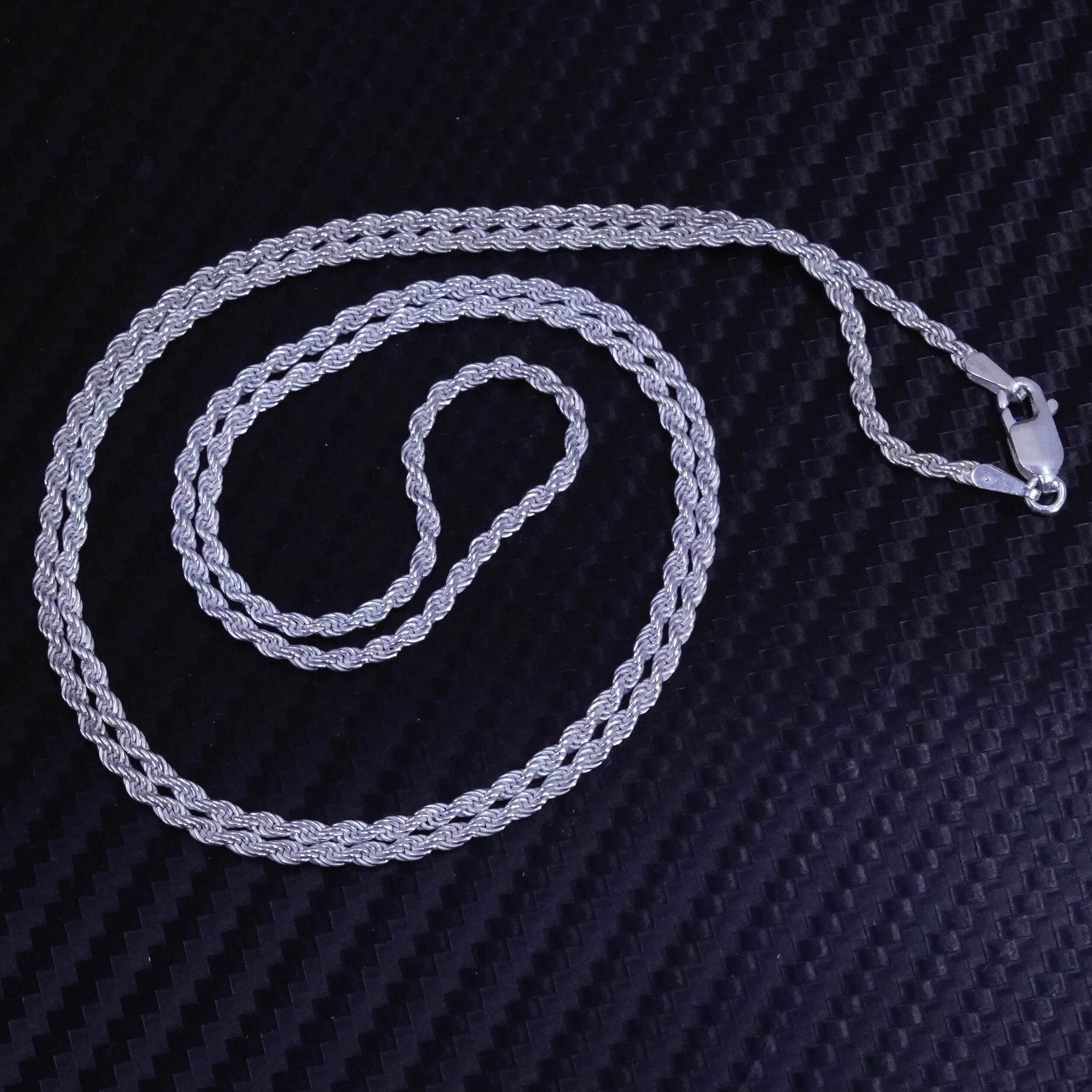 24” 2mm, Vintage Italian Sterling Silver 925 Rope Chain