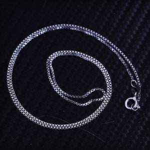18”, vintage Italian sterling silver 925 box chain necklace, stamped 925 Italy