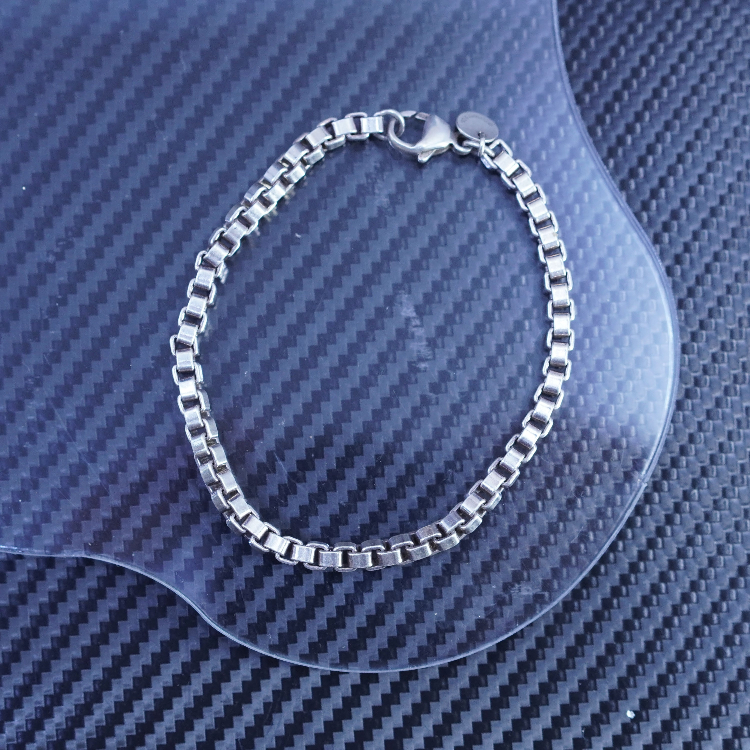 7” 4mm, Vintage Sterling Silver 925 Bold Box Chain Bracelet