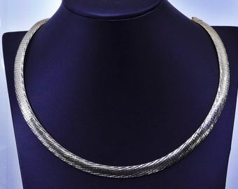Vintage Italian Vermeil Sterling Silver Omega Chain Necklace