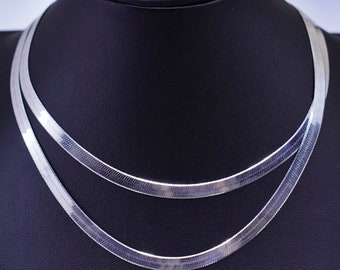 Collana vintage italiana Milor in argento sterling con catena a spina di pesce (30&quot;, 6 mm)