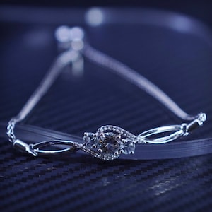 Size adjustable, vintage Italian sterling silver 925 wheat chain bracelet with cz, stamped 925