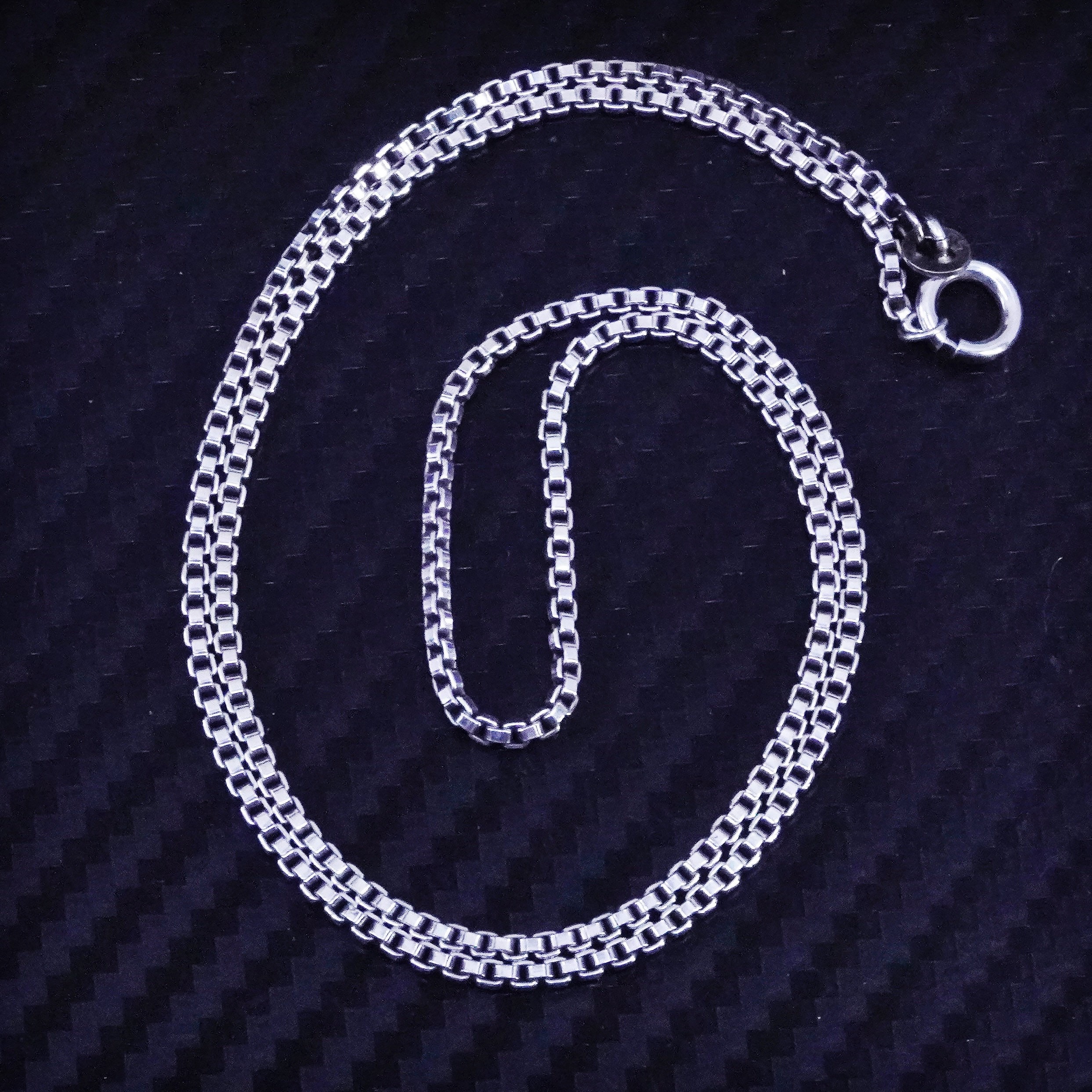 16” 2mm, Vintage Italian Sterling Silver 925 Box Chain Necklace