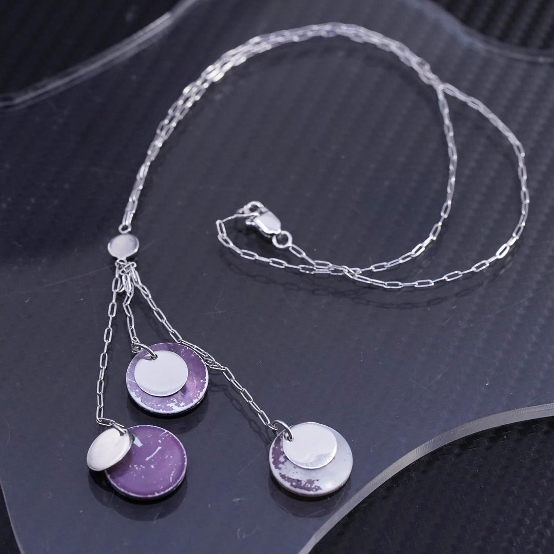 Vintage Mother of Pearl Pendant Necklace: Sterling Silver Chain ...