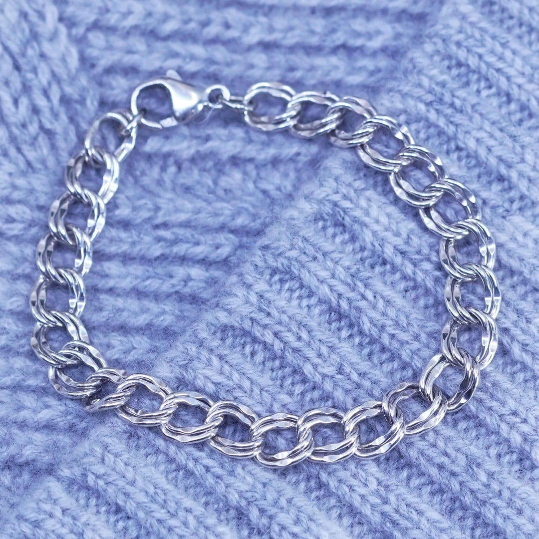 6.25” 8mm, Vintage Italy Sterling Silver 925 Double Curb Chain