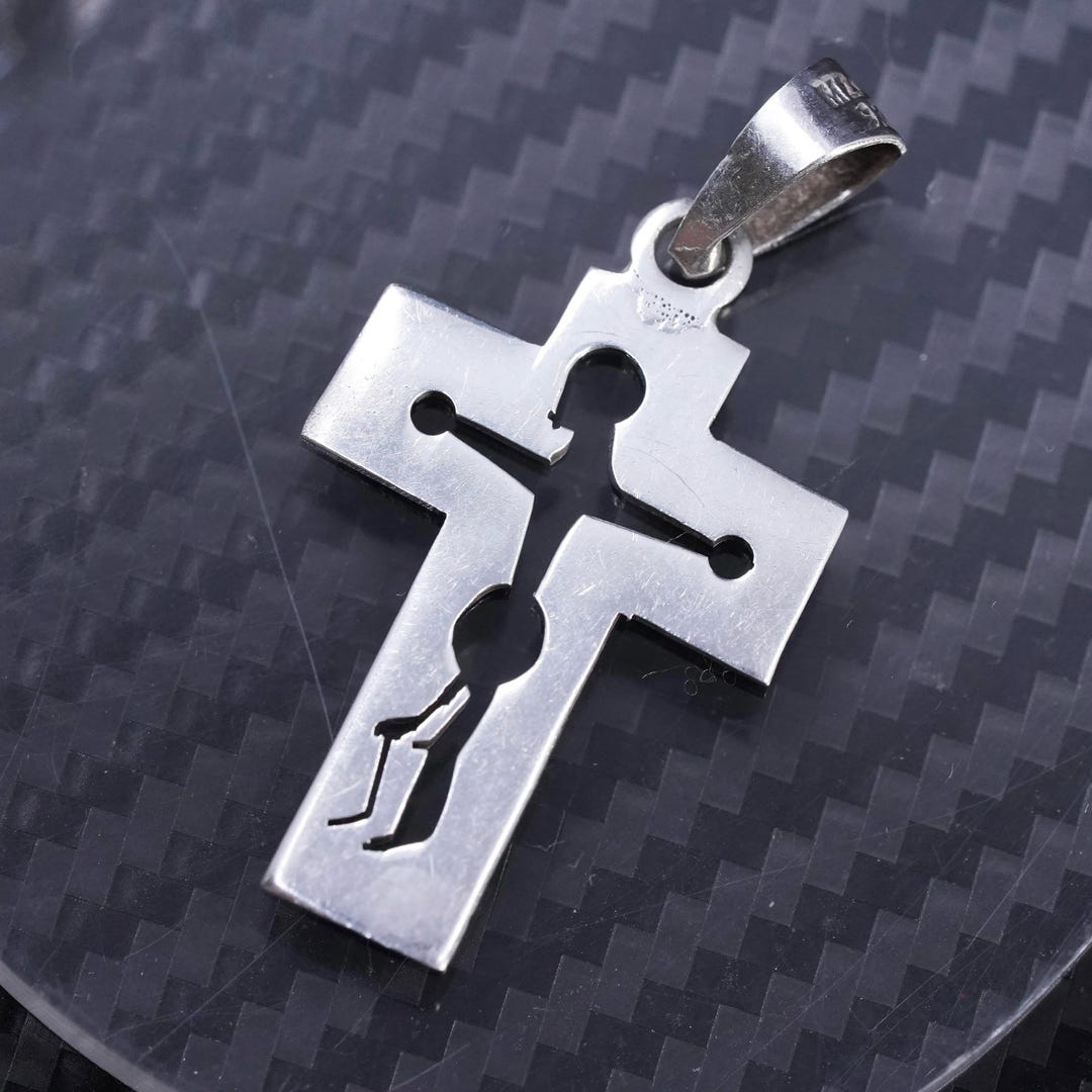 Vintage Sterling Silver 925 Handmade Cross Pendant With Jesus, Stamped ...