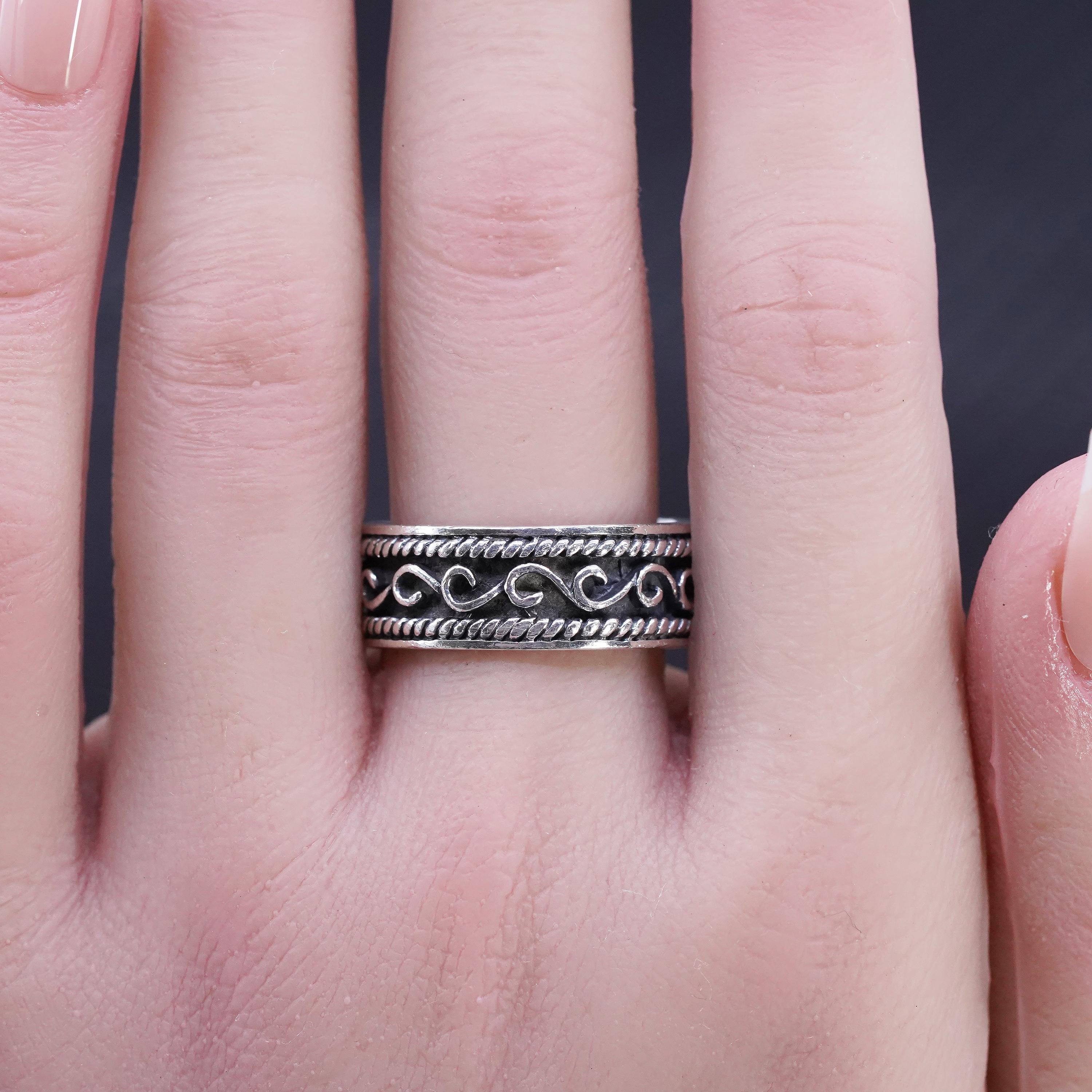 サイズ11、ヴィンテージメキシコスターリングシルバー925ハンドメイド