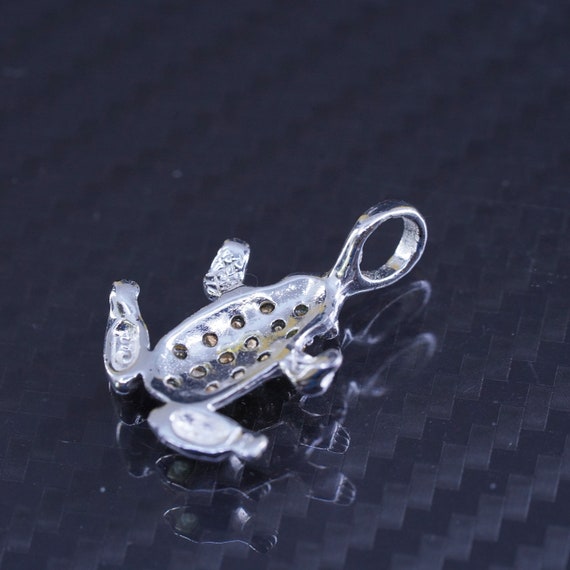 Vintage sterling silver 925 handmade frog pendant… - image 5