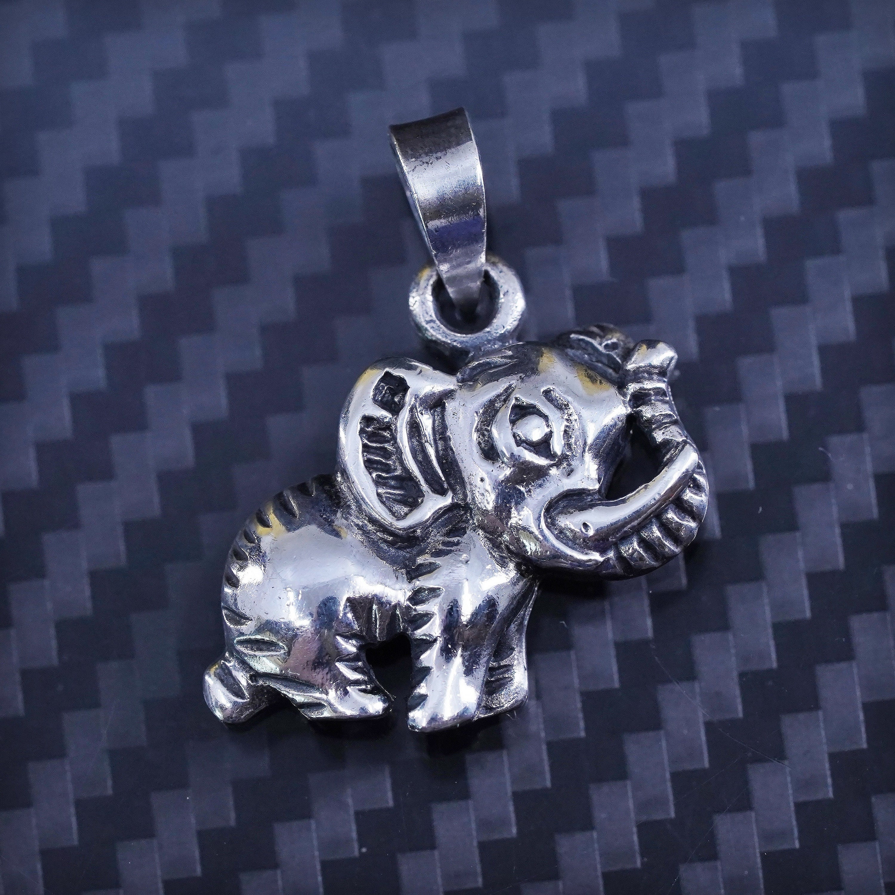 Pendentif Argent 925 Éléphant - Style Art Déco/Nouveau - Ancien - Pièce Unique
