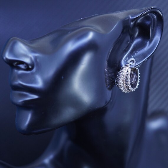1”, Vintage sterling silver 925 huggie hoops earr… - image 2