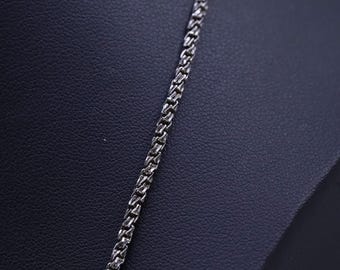 Vintage Italian Oxidized 925 Sterling Silver Necklace Chain