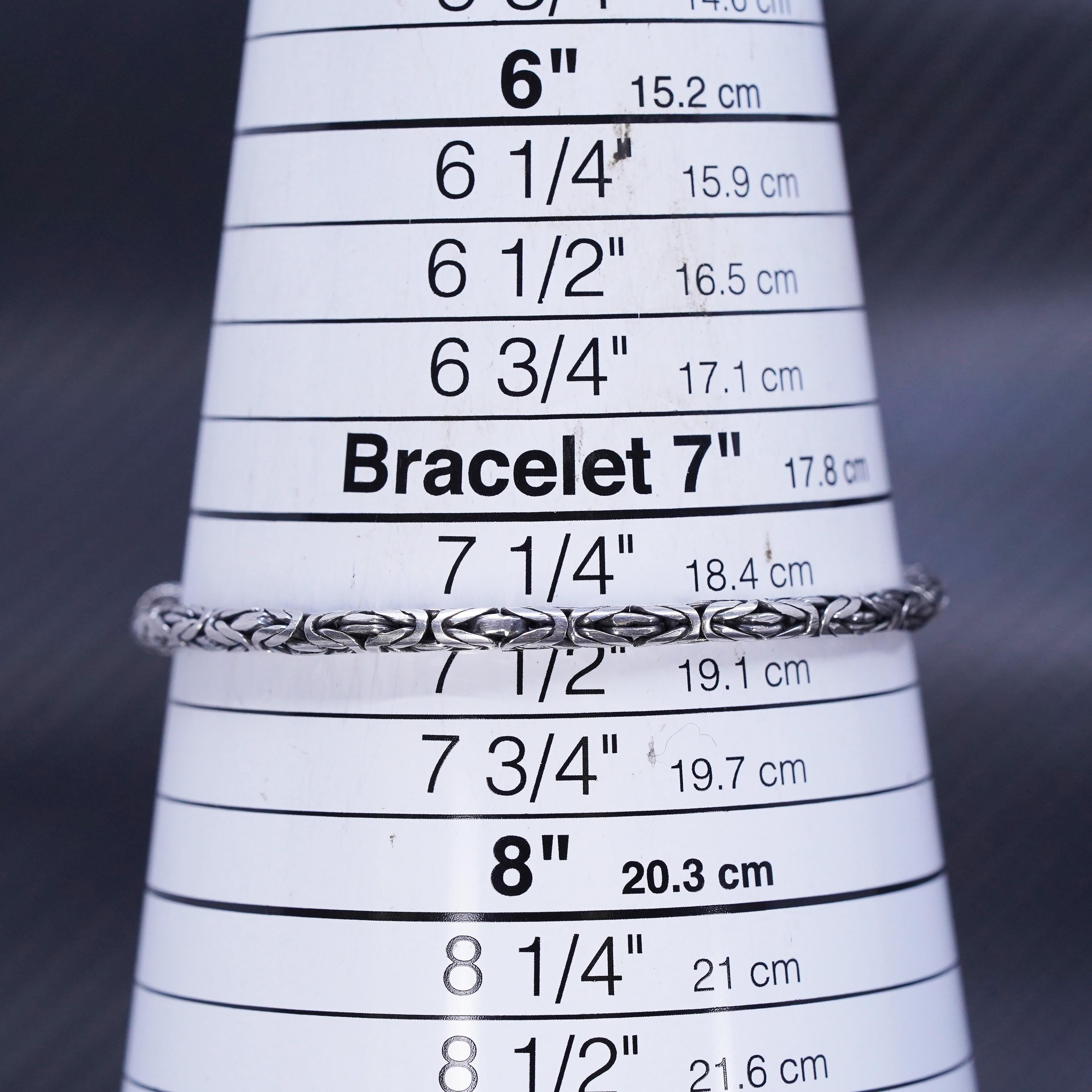 7.5” 3mm, Vintage Bold Sterling Silver Handmade Bracelet