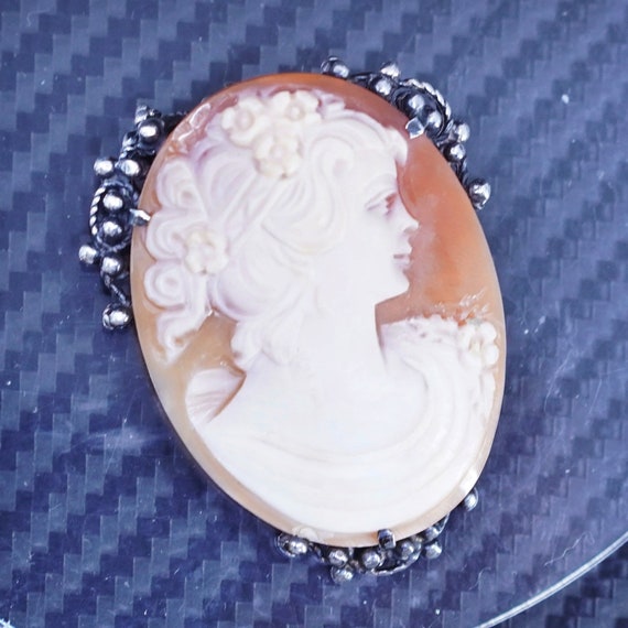 Authentic Italian Hand-carved Shell Cameo Pendant 