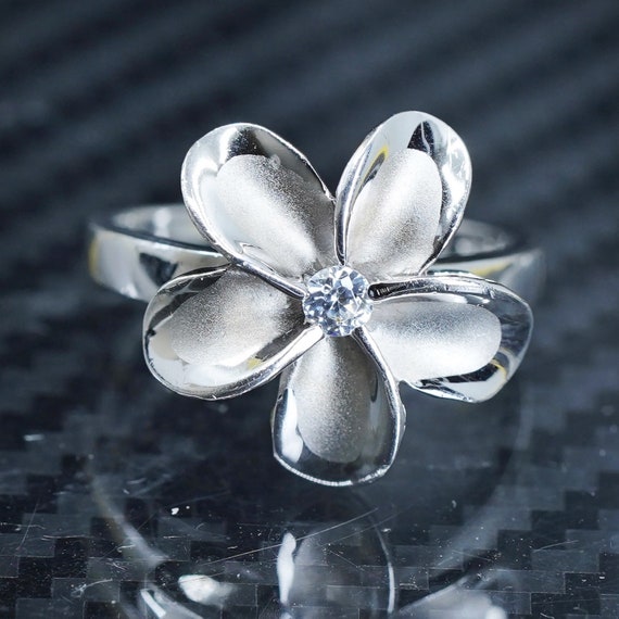 size 6.5, vintage sterling silver 925 plumeria fl… - image 1